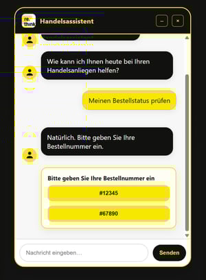 Beispiel für einen rethink KI-Chatbot als Handelsassistenz