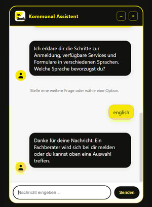Beispiel für einen rethink KI-Chatbot als Kommunalassistent