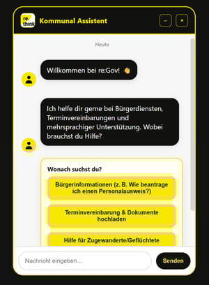 Beispiel für einen rethink KI-Chatbot als Kommunal Assistenz